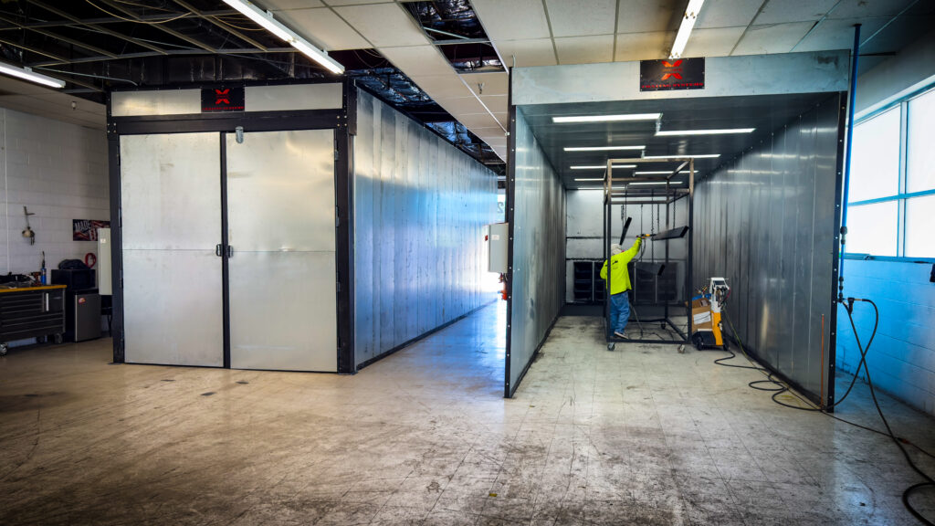 large spray booth and oven